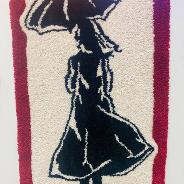 The umbrella lady handmade tufted rug